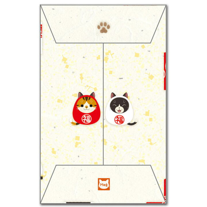 楽天市場】かわいいイラストぽち袋「紅白猫だるま」５枚入りお年玉袋としても 和道楽 : ポストカードと和雑貨の和道楽