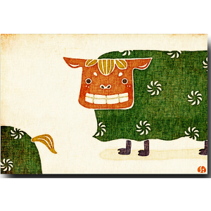 和風イラストポストカード 「獅子舞」めでたい絵葉書 年賀状