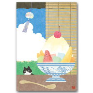 夏のイラスト絵はがき「かき氷」暑中見舞い