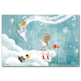 ワタナベサチコ・水彩イラストポストカード「空の上では」