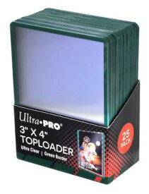 【ウルトラプロ UltraPro 収集用品】トップローダー (グリーン) 25枚入りパック #84916 | 3" X 4" Green Border Toploader
