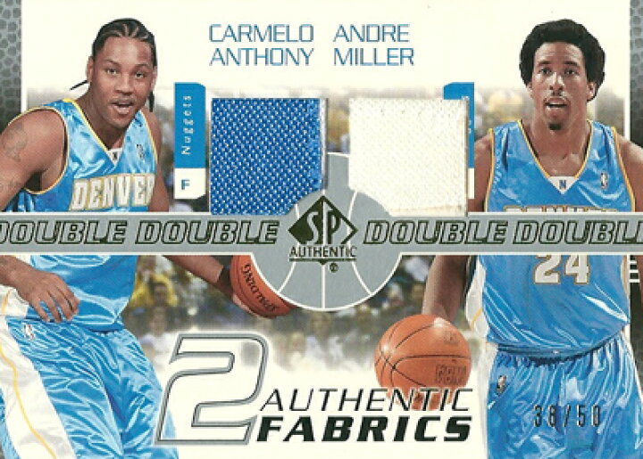 楽天市場 カーメロ アンソニー アンドレ ミラー Nbaカード Carmelo Anthony Andre Miller 03 04 Sp Authentic Fabrics Dual 38 50 カードファナティック
