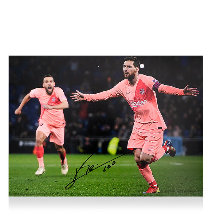 楽天市場 リオネル メッシ 直筆サインフォト Fc バルセロナ ダービー ゴール Vs エスパニョール Lionel Messi Official Signed Fc Barcelona Photo Derby Goal Vs Espanyol カードファナティック