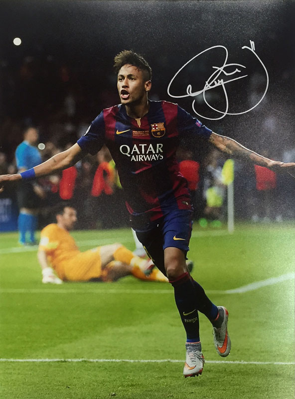 ネイマール Jr. 直筆サインフォト 2014-15 FC バルセロナ UEFAチャンピオンズリーグファイナルゴール (Signed Neymar  Jr. Barcelona Photo ：UCL 2015 Final Goal)　3/28入荷！ | カードファナティック