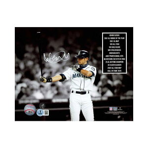 �C�`���[ ���M�T�C������8x10�t�H�g �V�A�g���E�}���i�[�Y �X�^�b�c / Ichiro Suzuki Autographed 8x10 Photo Seattle Mariners Stats IS Holo & Beckett BAS Witness Stock