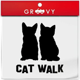 2匹の子猫 猫 車 ステッカー CAT WALK 猫の通り道 通路 キャットウォーク ネコ ねこ かわいい おしゃれ エンブレム シール アクセサリー ブランド アウトドア グッズ 雑貨 おもしろ かっこいい おしゃれ
