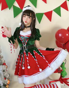 サンタ コスプレ 大人 女の子 レディース ワンピース ベルト サンタ帽子 帽子 サンタ 衣装 クリスマス コスプレ コスプレ衣装 コスチューム かわいい サンタクロース 5点セット クリスマス
