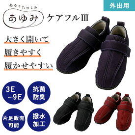 ケアフル3あゆみ 介護シューズ 定番 外出用 手洗い 抗菌 防臭 左右別サイズ 片方販売 むくみ 撥水加工 敬老の日 父の日 母の日 クリスマス 誕生日 プレゼント 徳武産業外出用