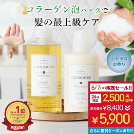 【24h限定！2,500円OFFセール】8,400円→5,900円★7日(木) 0時スタート★500円OFFクーポンあり【公式】【楽天1位】ケアネス 美容室専売 シャンプー コラーゲン タンパク質 500ml＆トリートメント 400g FC フレッシュシトラス careness 泡パック ノンシリコン くせ毛改善