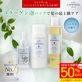 【期間限定！半額セール】8,900円→4,450円★4日20時スタート★50%OFF 【公式】ケアネス 美容室専売 フレッシュシトラス シャンプー コラーゲン タンパク質 300ml&トリートメント 200g&ヘアオイル リノ 92ml セット careness メンズ ノンシリコン サロン くせ毛 改善