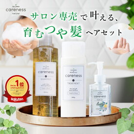 【公式】ケアネス 美容室専売 フレッシュシトラス シャンプー コラーゲン タンパク質 300ml&トリートメント 200g&ヘアオイル リノ 92ml セット careness メンズ ノンシリコン サロン くせ毛 改善