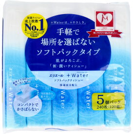 エリエール+Water ソフトパックタイプ 240枚(120組)×5個入×3パック（日用品）