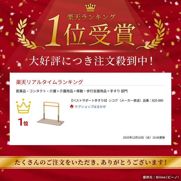楽天市場】【ベストサポート手すり6】シコク（メーカー直送）品番：625 