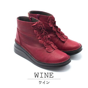 【月末限定777円OFFクーポン!セール】 put's プッツ プット ショートブーツ レディース 本革 牛革 コンフォート 幅広 3E相当 フリル ラウンドトゥ シンプル おしゃれ 可愛い 痛くない 歩きやす