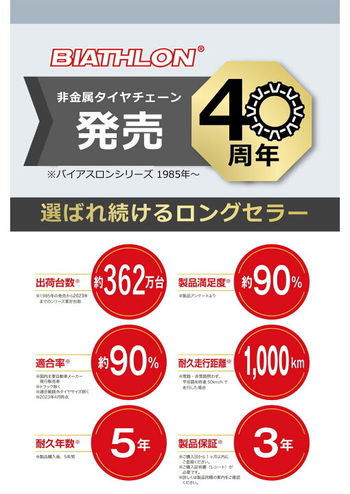 楽天市場】バイアスロン（公式）正規品 QE1 タイヤチェーン 非金属 