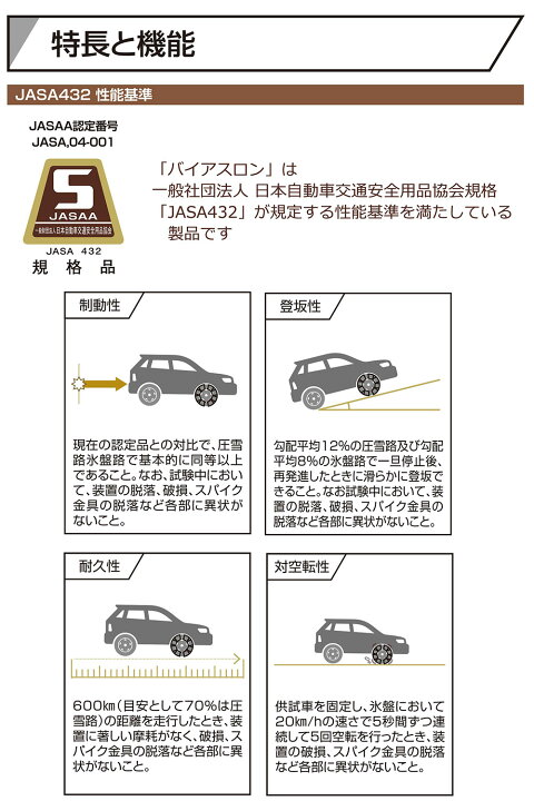楽天市場】バイアスロン（公式）正規品 EF115 タイヤチェーン 非金属 