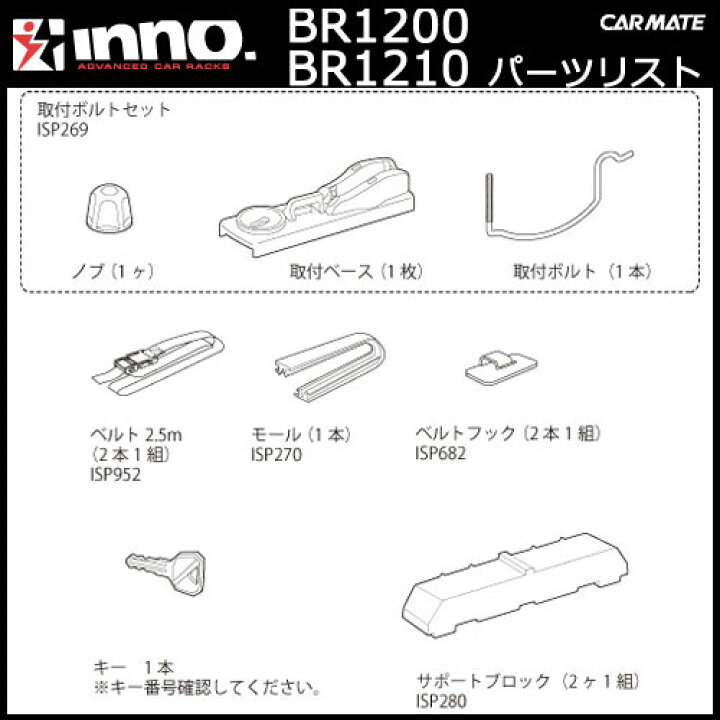 楽天市場】カーメイト ISP269 取付セット BR1200 イノーシャドゥ16 