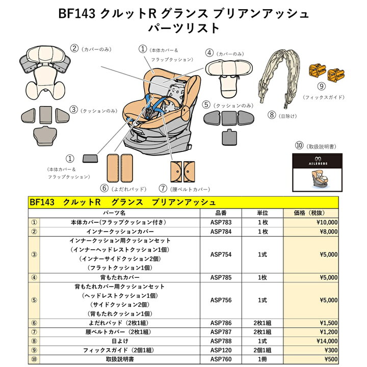 楽天市場】エールベベ AILEBEBE チャイルドシート サービスパーツ 