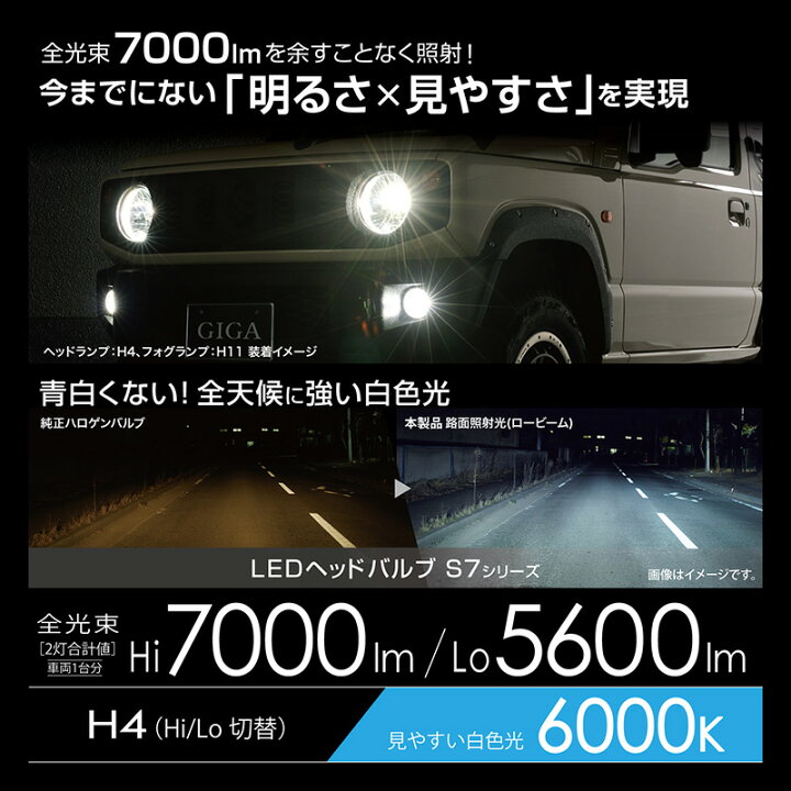 楽天市場】車 LED ヘッド ライト H4 カーメイト BW551 GIGA LEDヘッド 