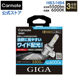 HB3/HB4 LED ヘッドライト カーメイト BW572 GIGA LEDヘッド フォグバルブ C5500 6000K HB3/HB4 LEDヘッドバルブ LEDヘッドライト carmate