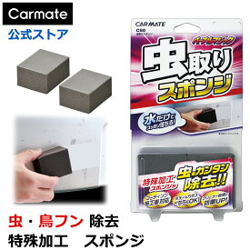 車 虫取り バンパー 洗車 ｜C80 パープルマジック 虫取りスポンジ 車 虫取り 洗車 バンパー 汚れ 除去 鳥糞 鳥フン 汚れ落とし 水だけ ボディ ガラス 対応 コーティング車対応 洗車用品 2個入 カーメイト (R80)
