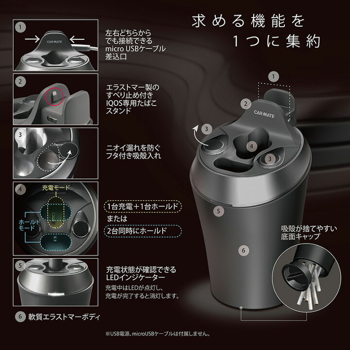 楽天市場】カーメイト DZ515Z IQOS3 MULTI 専用スタンド ブラック 車載  