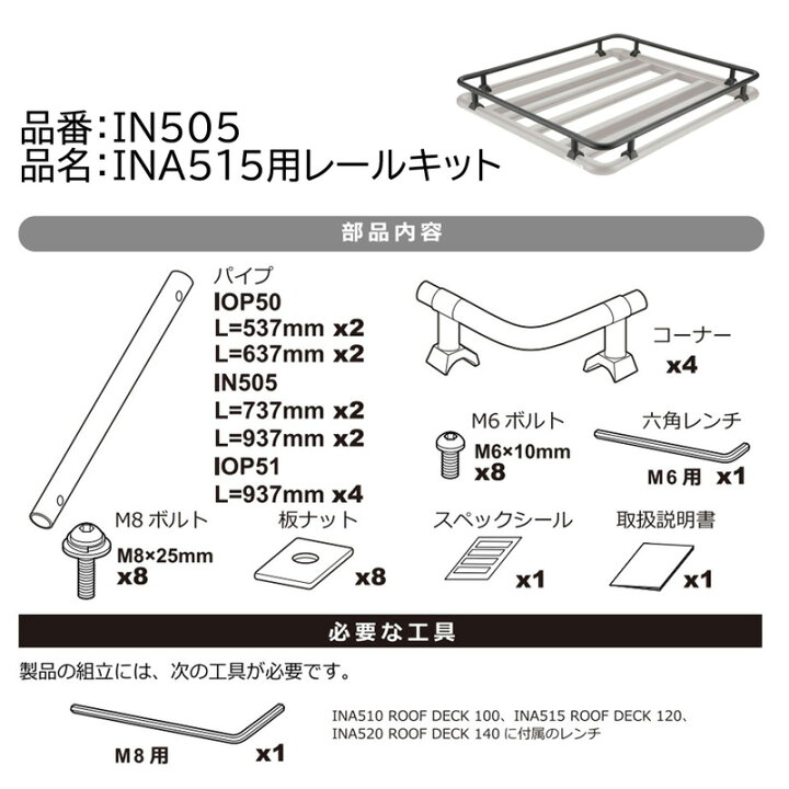 楽天市場】INNO IN505 INA515用レールキット カーメイト イノー INA515 