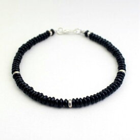 カレンシルバー オニキス ブラックオニキス ブレスレット 天然石 パワーストーン 4mm ボタンビーズ アクセサリー フックタイプ ワイヤー お守り
