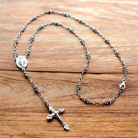 ロザリオ ネックレス シルバー925 クロス 十字架 マリア 聖母マリア キリスト 百合の紋章 フルールドリフ ネックレス
