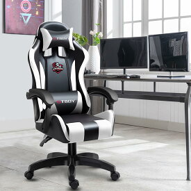 GTBoy ゲーミングチェア gaming chair PCゲーミングチェア ゲーム用チェア デスク pcチェア 椅子 テレワーク 140°リクライニング ゲームチェア ハイバック イス テレワーク【安心の非再生ウレタン採用】 (黒と白, オットマンなし)