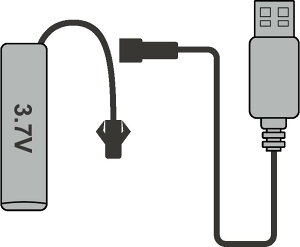 OX65 �o�b�e���[ 3.7V/500mAh�@�[�d�P�[�u���t��