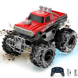 Carox ラジコン 水陸両用 ラジコンカー オフロード こども向け RCカー 車おもちゃ 360度回転 操作時間50分 バッテリ付き 2.4GHz無線 男の子 子供 小学生 中学生 誕生日 プレゼント クリスマス こど