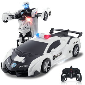 Carox ラジコンカー ラジコン 子供向け LED付き ロボットに変形機能 2in1 デモモード 360°回転 2.4Ghz おもちゃ 小学生 中学生 誕生日プレゼント OX06 07 08