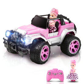 Carox ラジコン ラジコンカー 女の子プレゼント 1/16スケール 可愛い人形付き 充電式バッテリー 操作時間約80分 自動運転機能搭載 ヘッドライト付き ラジコン 車 女の子 女の子小学生おもちゃ 誕生日プレゼント ピンク OX11