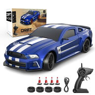 Carox 高速 ラジコンカー ドリフトカー 1/24スケール 2.4GHz 15km/h 四輪駆動 ライト付き スペアタイヤ付…
