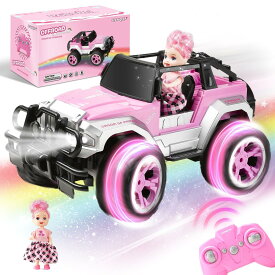 【期間限定20%OFFクーポン配布】Carox ラジコン ラジコンカー 女の子プレゼント 1/16スケール 可愛い人形付き 充電式バッテリー 操作時間約80分 自動運転機能搭載 ヘッドライト付き ラジコン 車 女の子 女の子小学生おもちゃ 誕生日プレゼント ピンク OX11