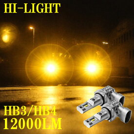【棚卸期間中につき安価設定中！】 HB3 LED バルブ ハイビーム ヘッドライト HB4 led フォグランプ LED化 雨、霧に強い 見える イエロー 明るい 12000LM hb3 9005 hb4 9006 LEDフォグ LEDバルブ 黄色 黄 LED カスタム パーツ オシャレ bitmyhl