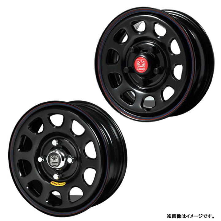 楽天市場】14インチ 4H114.3 5J 5J+40 4穴 デイトナ ブラックスチール 