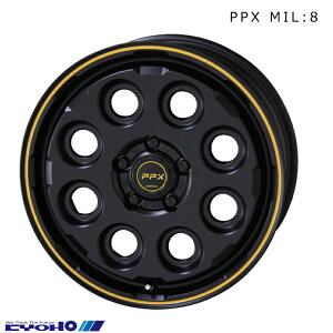 送料無料 共豊 ピーピーエックス ミルエイト 4.5J-14 +45 4H-100 KYOHO PPX MIL8 (14インチ) 4H100 4.5J+45 (1本/2本/4本)
