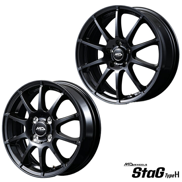 楽天市場】15インチ 4H100 5.5J 5.5J+45 4穴 スタッグ タイプエイチ 