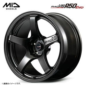 18�C���` 5H114.3 9.5J 9.5J+38 5�� MID���[�V���O R50 EVO �z�C�[�� (1�{/2�{/4�{) �u���b�N���^���b�N MID WHEELS MID RACING R50 EVO �������� MID�z�C�[��
