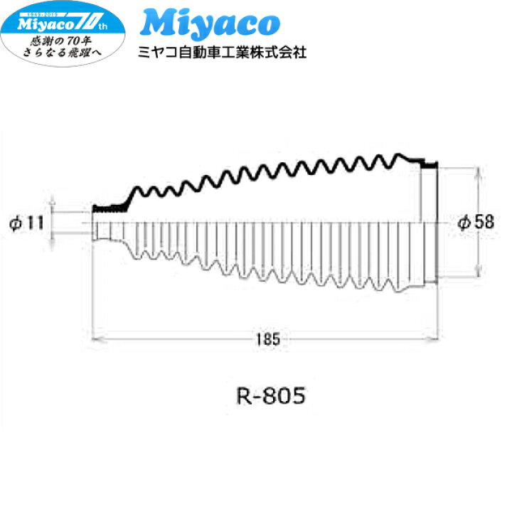 楽天市場】Miyaco ミヤコ自動車 ステアリングブーツ ラックアンドピニオンブーツ R-805 : Car Parts TSC