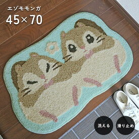 玄関マット エゾモモンガ 45×70 cm 変形 洗える 滑り止め アニマル デザイン 送料無料