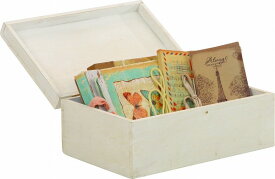 mokuシリーズ 「 木製ボックス蓋付 」 ホワイト サイズ：幅30.5×奥行20×高さ12.5cm アンティーク 雑貨 小物 ダメージ加工 家具 収納 ラック