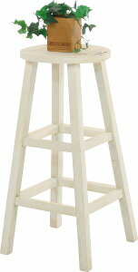 【P5倍★10/30限定】 mokuシリーズ 「 木製フラワースタンド ハイラウンド 」 ホワイト サイズ:幅28×奥行28×高さ55cm 天然木 スリムタイプ アンティーク調 エクステリア