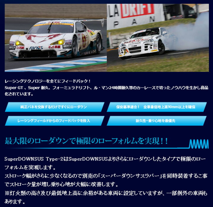 楽天市場】Espelir エスペリア Super Downsus Type-2 1台分 ヴィッツ 