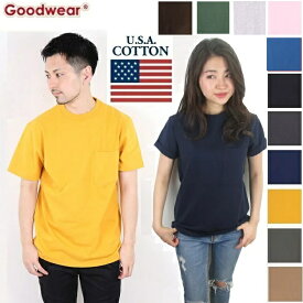 GOODWEAR グッドウェア good wear Tシャツ 2024SS ポケット付き クルーネック メンズ レディース 無地 丸首 カットソー ポケット コットン 2500 ヘビーオンス 厚手