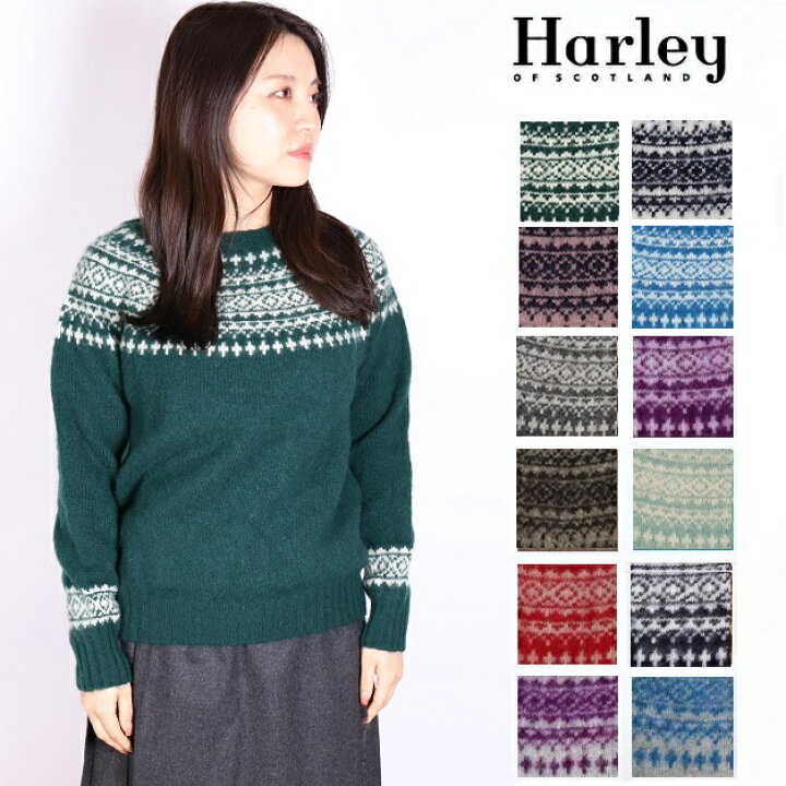 楽天市場 初売りセール ハーレーオブスコットランド レディース Harley Of Scotland ノルディック Crew Neck Sweater ニット セーター レディース メンズ Nor Easterly L3170 雪柄 ノルディック柄 21 Carre 楽天市場店