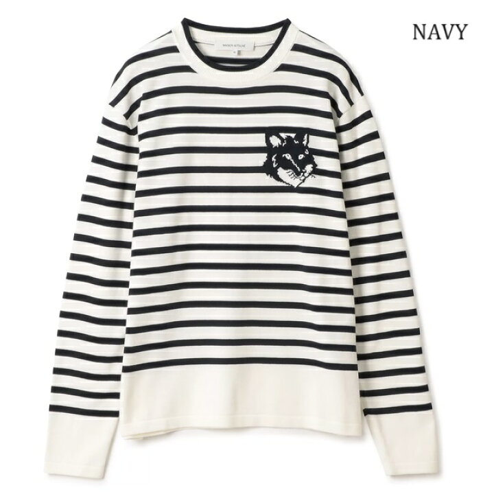 楽天市場】メゾンキツネ Maison kitsune ボーダーニット クルーネック 