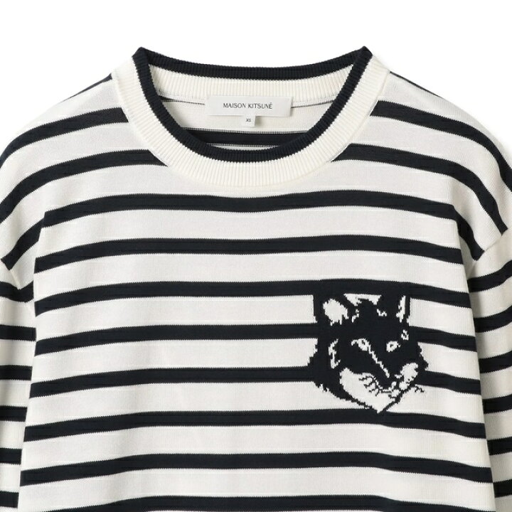 楽天市場】メゾンキツネ Maison kitsune ボーダーニット クルーネック 